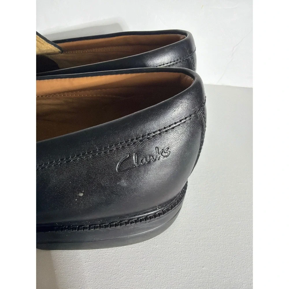 Clarks Mens Monmart Limit Black Leather Penny Loafers Shoes 12M 26068131